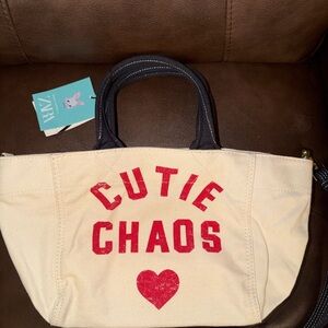 Zara Cream Tote with Red Print